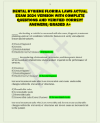 DENTAL HYGIENE FLORIDA LAWS ACTUAL  EXAM 2024 VERSION WITH COMPLETE  QUESTIONS AND VERIFIED CORRECT  ANSWERS/GRADED A+ 