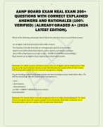 AANP BOARD EXAM REAL EXAM 200+ QUESTIONS WITH CORRECT EXPLAINED  ANSWERS AND RATIONALES (100%  VERIFIED) |ALREADYGRADED A+ (2024  LATEST EDITION).