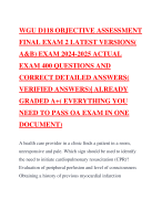WGU D118 OBJECTIVE ASSESSMENT FINAL EXAM 2 LATEST VERSIONS( A&B) EXAM 2024-2025 ACTUAL EXAM 400 QUESTIONS AND CORRECT DETAILED ANSWERS( VERIFIED ANSWERS)| ALREADY GRADED A+( EVERYTHING YOU NEED TO PASS OA EXAM IN ONE DOCUMENT)