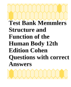 Test Bank  Memmlers  Structure and  Function of the  Human Body 12th  Edition Cohen 2024