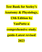 Test Bank for Seeley's Anatomy & Physiology, 13th Edition by VanPutte-a comprehensive study guide-Latest revised 2023