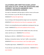 CALIFORNIA DMV WRITTEN EXAM LATEST 2023-2024 ACTUAL EXAM 200 QUESTIONS AND CORRECT DETAILED ANSWERS (100% VERIFIED ANSWERS) AGRADE