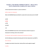 Maryland Home Improvement - Practice Test (PSI)With Complete Solutions