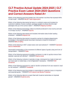 CLT Practice Actual Update 2024-2025 | CLT  Practice Exam Latest 2024-2025 Questions  and Correct Answers Rated A+ | Verified CLT Practice  QuizExam with Accurate  Solutions Aranking  AllPass 
