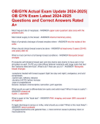 OB/GYN Actual Exam Update 2024-2025|  OB GYN Exam Latest 2024-2025  Questions and Correct Answers Rated  A+ | Verified OB GYN  Quiz with Accurate Solutions Aranking Allpass AGraded