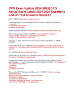 CPO Exam Update 2024-2025| CPO  Actual Exam Latest 2024-2025 Questions  and Correct Answers Rated A+ Verified Quiz with Accurate Solutions Aranking Allpass