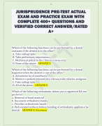 JURISPRUDENCE PRE-TEST ACTUAL  EXAM AND PRACTICE EXAM WITH  COMPLETE 400+ QUESTIONS AND  VERIFIED CORRECT ANSWER/RATED  A+