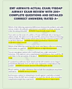 EMT AIRWAYS ACTUAL EXAM/FISDAP  AIRWAY EXAM REVIEW WITH 200+  COMPLETE QUESTIONS AND DETAILED  CORRECT ANSWERS/RATED A+