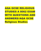 AQA GCSE RELIGIOUS STUDIES A 8062 EXAM WITH QUESTIONS AND ANSWERS//AQA GCSE Religious Studies 