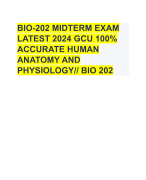 BIO-202 MIDTERM EXAM LATEST 2024 GCU 100% ACCURATE HUMAN ANATOMY AND PHYSIOLOGY// BIO 202 