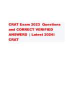 CRAT Exam 2023  Questions and CORRECT VERIFIED ANSWERS  | Latest 2024// CRAT     