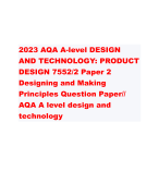 2023 AQA A-level DESIGN AND TECHNOLOGY: PRODUCT DESIGN 7552/2 Paper 2 Designing and Making Principles Question Paper// AQA A level design and technology     