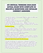 ATI CRITICAL THINKING 2024-2025  ACTUAL EXAM WITH COMPLETE 40  MULTIPLE QUESTIONS AND DETAILED  CORRECT ANSWERS