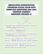 MEDICATION ADINISTRATION  PROGRAM ACTUAL EXAM WITH  COMPLETE QUESTIONS AND 100%  VERIFIED CORRECT  ANSWERS/GRADED A+