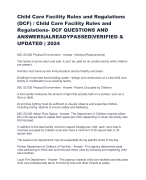 Child Care Facility Rules and Regulations  (DCF) / Child Care Facility Rules and  Regulations- DCF QUESTIONS AND  ANSWERS|ALREADYPASSED|VERIFIED &  UPDATED | 2024