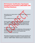 PA Emission Certification Test Exams  Questions and Answers (2023/2024) with  Certified Solutions