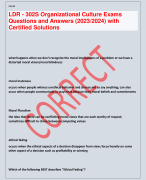 LDR - 302S Organizational Culture Exams  Questions and Answers (2023/2024) with  Certified Solutions