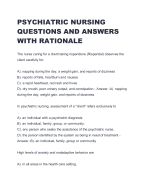 PSYCHIATRIC NURSING  QUESTIONS AND ANSWERS  WITH RATIONALE 