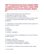 CDT Comprehensive Exam Update 2024  | Comprehensive CDT Exam Latest 2024  Questions and Correct Answers Rated  A+ Verified CDT Comprehensive  Quizexam with Accurate Solutions Aranking  Allpass 