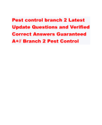 Pest control branch 2 Latest Update Questions and Verified Correct Answers Guaranteed A+// Branch 2 Pest Control 