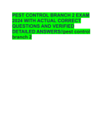   PEST CONTROL BRANCH 2 EXAM 2024 WITH ACTUAL CORRECT QUESTIONS AND VERIFIED DETAILED ANSWERS//pest control branch 2 
