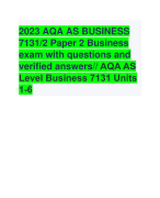 2023 AQA AS BUSINESS 7131/2 Paper 2 Business exam with questions and verified answers// AQA AS Level Business 7131 Units 1-6 