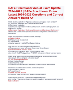 SAFe Practitioner Actual Exam Update  2024-2025 | SAFe Practitioner Exam  Latest 2024-2025 Questions and Correct  Answers Rated A+| Verified SAFe Practitioner Exam 2024 Quiz with Accurate Solutions Aranking Allpass  