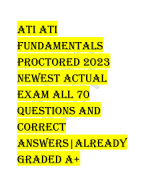 ATI ATI  FUNDAMENTALS  PROCTORED 2023  NEWEST ACTUAL  EXAM ALL 70  QUESTIONS AND  CORRECT  ANSWERS|ALREADY  GRADED A+