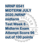 NRNP 6541  MIDTERM JULY  2020./NRNP  midterm  Test Week 6 -  Midterm Exam  Attempt Score 96  out of 100 points 