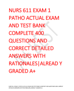 NURS 611 EXAM 1  PATHO ACTUAL EXAM  AND TEST BANK  COMPLETE 400  QUESTIONS AND  CORRECT DETAILED  ANSWERS WITH  RATIONALES|ALREAD Y  GRADED A+ 