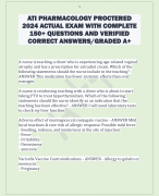 ATI PHARMACOLOGY PROCTERED  2024 ACTUAL EXAM WITH COMPLETE  150+ QUESTIONS AND VERIFIED  CORRECT ANSWERS/GRADED A+