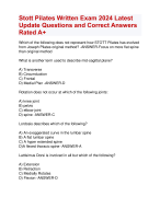 Stott Pilates Written Exam 2024 Latest  Update Questions and Correct Answers  Rated A+ | Verified Stott Pilates Exam Update 2024 Quiz with Accurate Solutions Aranking Allpass 