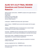 ALHS 1011 A & P FINAL REVIEW Questions and Correct Answers  Rated A+ | Verified ALHS 1011 A & P Exam Update 2024 Quiz with Accurate Solutions Aranking Allpass 