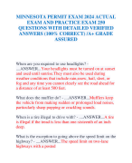 MINNESOTA PERMIT EXAM 2024 ACTUAL  EXAM AND PRACTICE EXAM 250  QUESTIONS WITH DETAILED VERIFIED  ANSWERS (100% CORRECT) /A+ GRADE  ASSURED