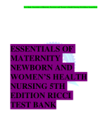 ESSENTIALS OF MATERNITY NEWBORN AND WOMEN’S HEALTH NURSING 5TH EDITION RICCI TESTBANK