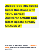 AMEDD CCC 2023/2024  Exam Questions with  100% Correct  Answers// AMEDD CCC latest update already  GRADED A+