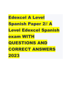 Edexcel A Level  Spanish Paper 2// A  Level Edexcel Spanish exam WITH  QUESTIONS AND  CORRECT ANSWERS  2023