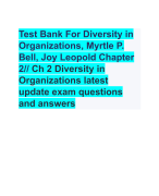 Test Bank For Diversity in  Organizations, Myrtle P.  Bell, Joy Leopold Chapter  2// Ch 2 Diversity in  Organizations latest  update exam questions  and answers