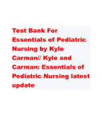 Test Bank For  Essentials of Pediatric  Nursing by Kyle  Carman// Kyle and  Carman: Essentials of  Pediatric Nursing latest  update 