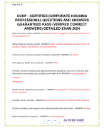 CCHP - CERTIFIED CORPORATE HOUSING PROFESSIONAL QUESTIONS AND ANSWERS GUARANTEED PASS (VERIFIED CORRECT ANSWERS) DETAILED EXAM 2024