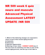 NR 509 week 6 quiz  neuro and musculo  Advanced Physical  Assessment LATEST  UPDATE //NR 509