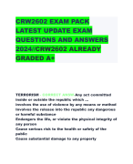 CRW2602 EXAM PACK LATEST UPDATE EXAM  QUESTIONS AND ANSWERS 2024//CRW2602 ALREADY  GRADED A+