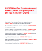 IHOP 2024 Host Test Exam Questions And  Answers (Verified And Updated)// IHOP  2019 Host Test LATEST UPDATE