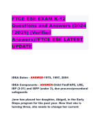 FTCE ESE EXAM K-12  Questions and Answers (2024  / 2025) (Verified  Answers)//FTCE ESE LATEST  UPDATE