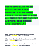 GEORGETTE'S LMR PMHNP  CERTIFICATION EXAM/  GEORGETTE'S LMR PMHNP  FINAL EXAM RECENT VERSION  ALL QUESTIONS AND CORRECT  ANSWERS/ BEST GRADED  A+//Georgette's LMR