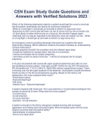 CEN Exam Study Guide Questions and Answers with Verified Solutions 2023