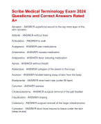 Scribe Medical Terminology Exam 2024  Questions and Correct Answers Rated  A+ | Verified Scribe Medical Terminology Exam 2024 Quiz with  Accurate Solutions Aranking AllPass AGraded