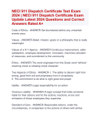 NECI 911 Dispatch Certificate Test Exam  2024 | NECI 911 Dispatch Certificate Exam  Update Latest 2024 Questions and Correct  Answers Rated A+ | Verified NECI 911 Dispatch Certificate Exam 2024 Quiz with Accurate Solutions Aranking Allpass Agraded