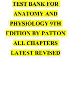 TEST BANK FOR ANATOMY AND PHYSIOLOGY 9TH EDITION BY PATTON ALL CHAPTERS LATEST REVISED 2024/2025