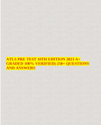 ATLS PRE TEST 10TH EDITION 2023 A+  GRADED 100% VERIFIED) 250+ QUESTIONS  AND ANSWERS
